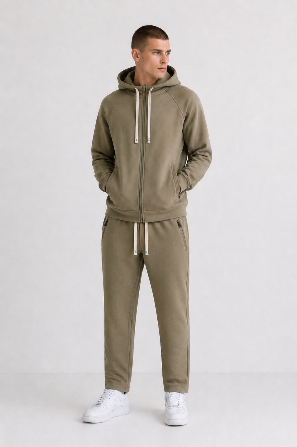 Men’s Tracksuit 2-Piece Set – Olive