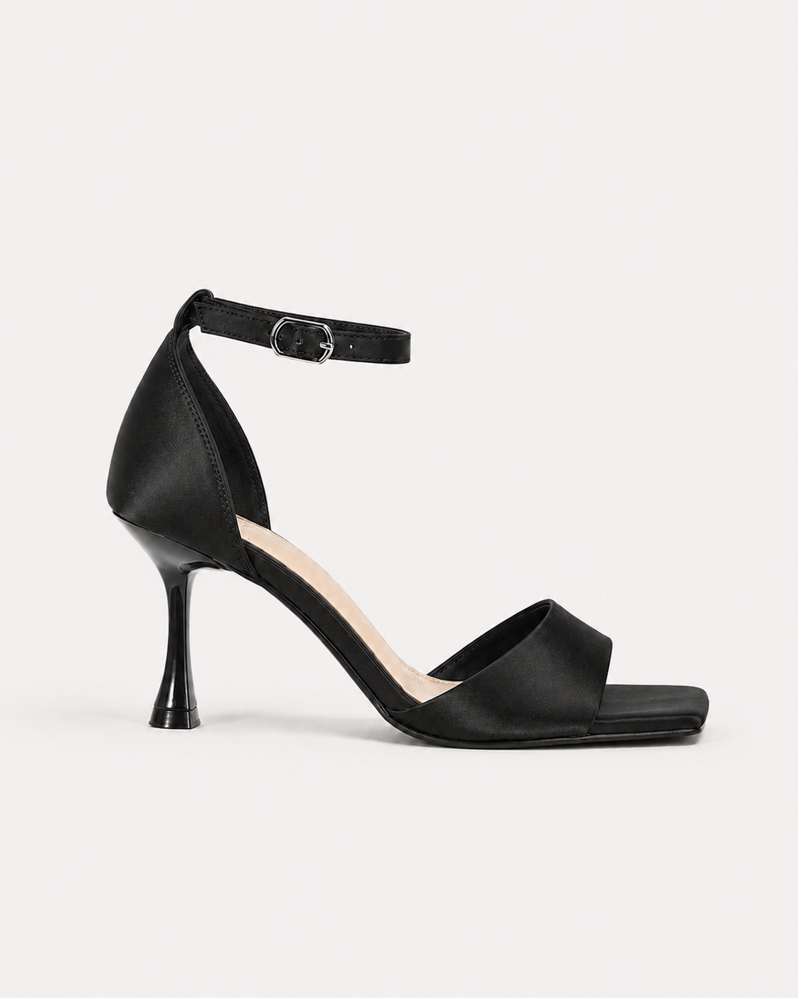 SATIN HEELED SANDALS-BLACK