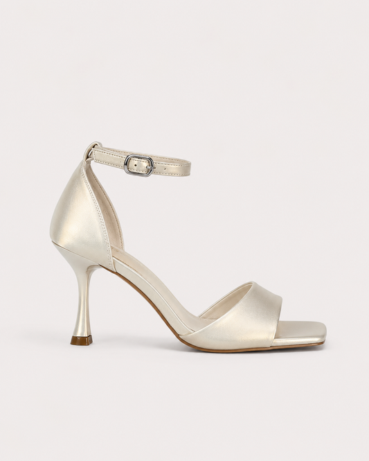SATIN HEELED SANDALS – PEARL