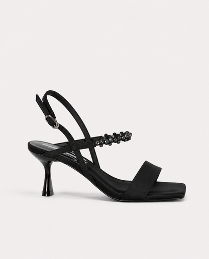 JEWEL HEELED SANDALS – BLACK