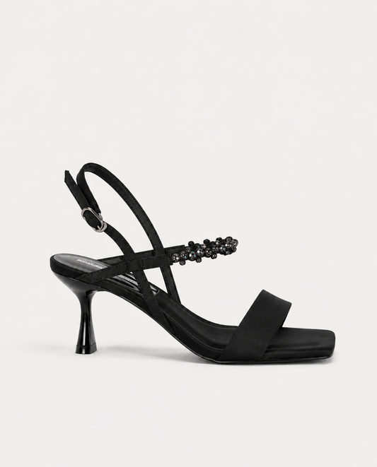 JEWEL HEELED SANDALS – BLACK