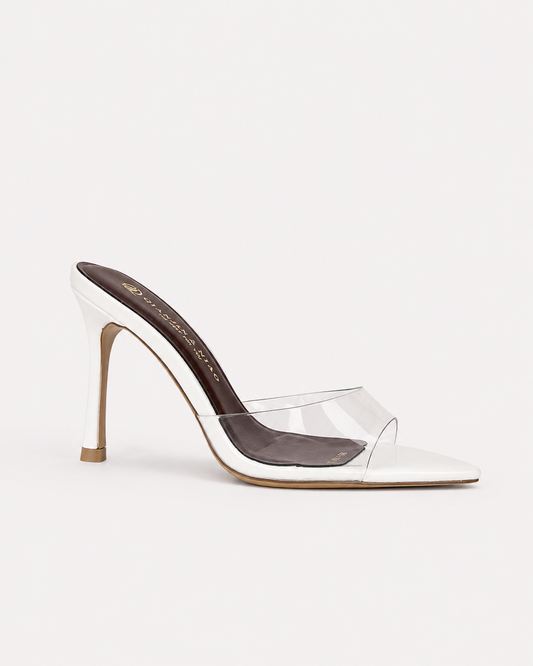 CLEAR STRAP HEELS – WHITE