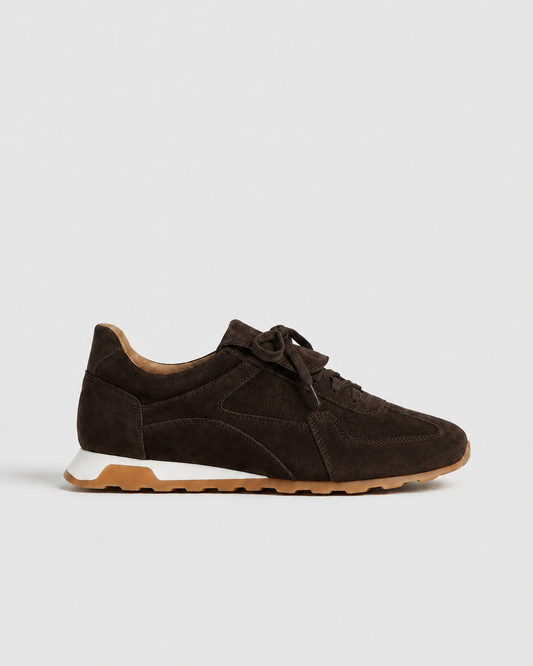 100% SUEDE TRAINERS WITH FOLD-OVER TONGUE