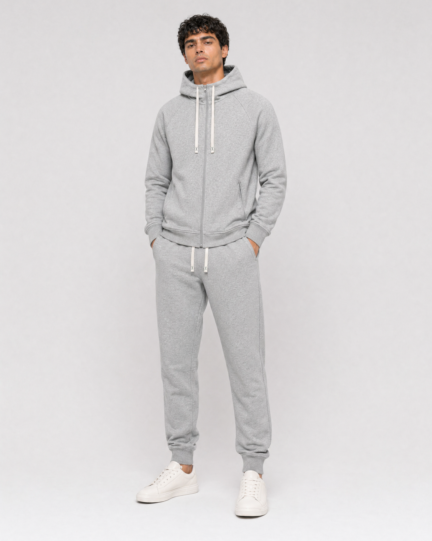Men’s Tracksuit 2-Piece Set – Light Grey