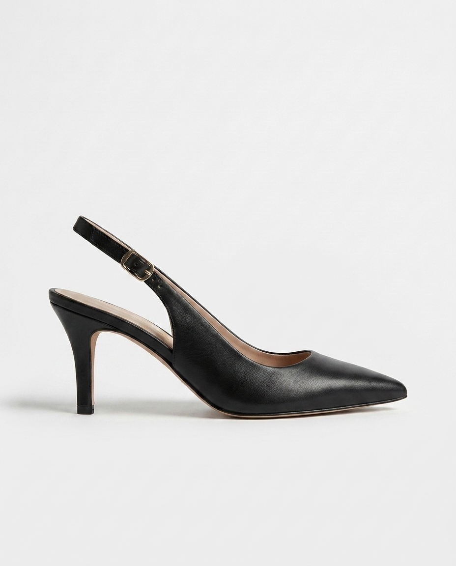 100% LEATHER KITTEN HEELS