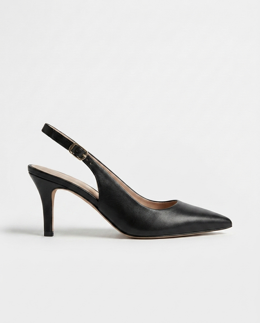 100% LEATHER KITTEN HEELS
