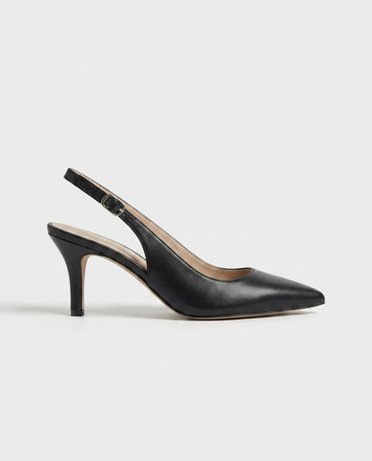 100% LEATHER KITTEN HEELS