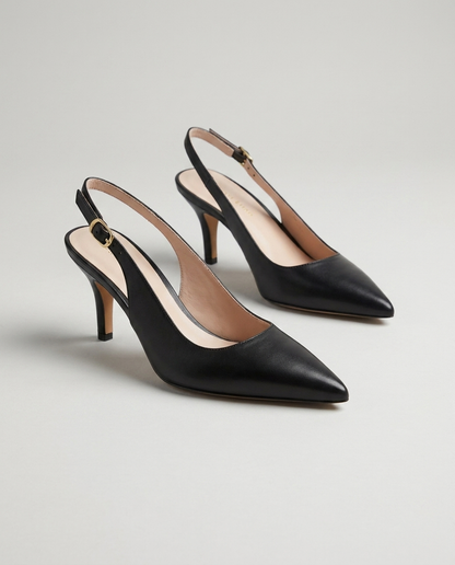 100% LEATHER KITTEN HEELS