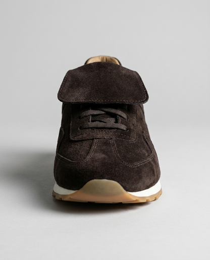 100% SUEDE TRAINERS WITH FOLD-OVER TONGUE