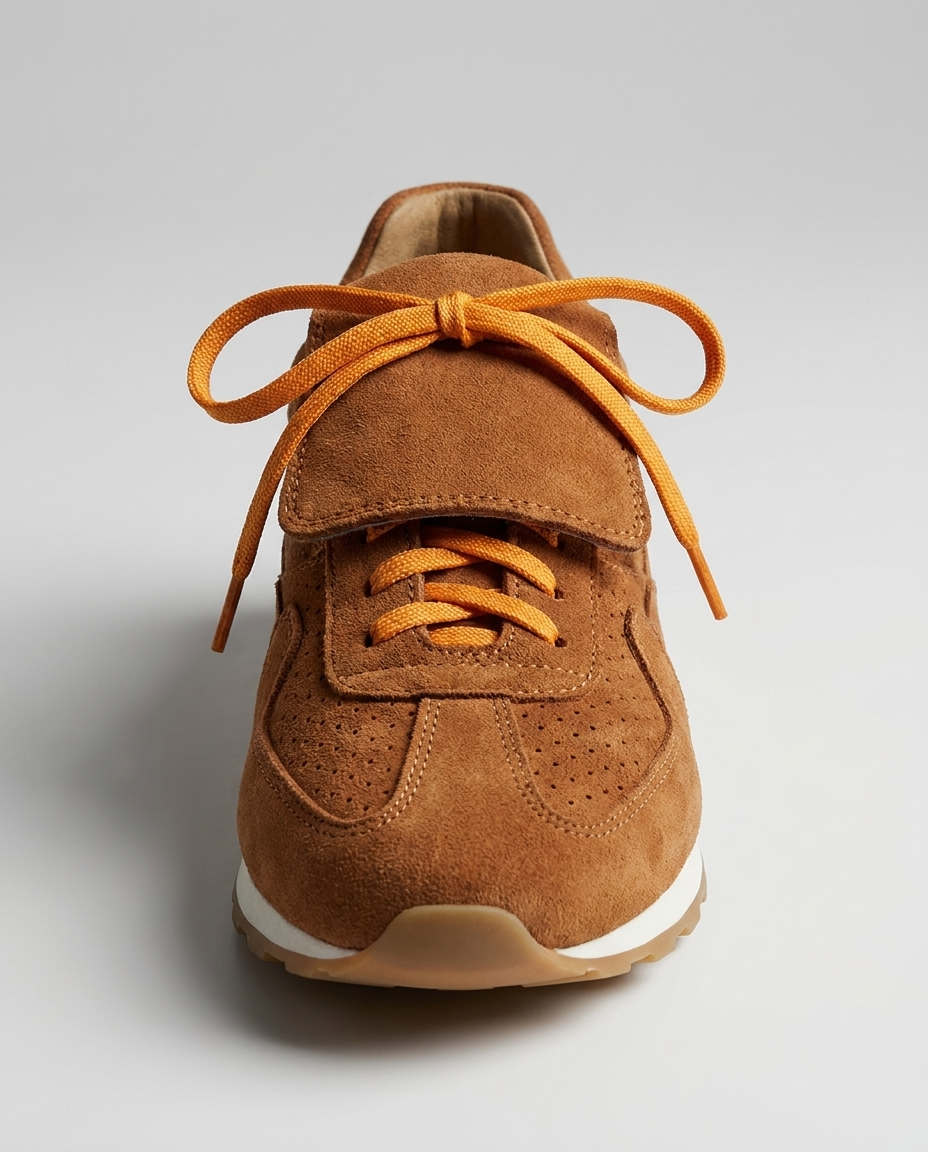 100% SUEDE TRAINERS WITH FOLD-OVER TONGUE