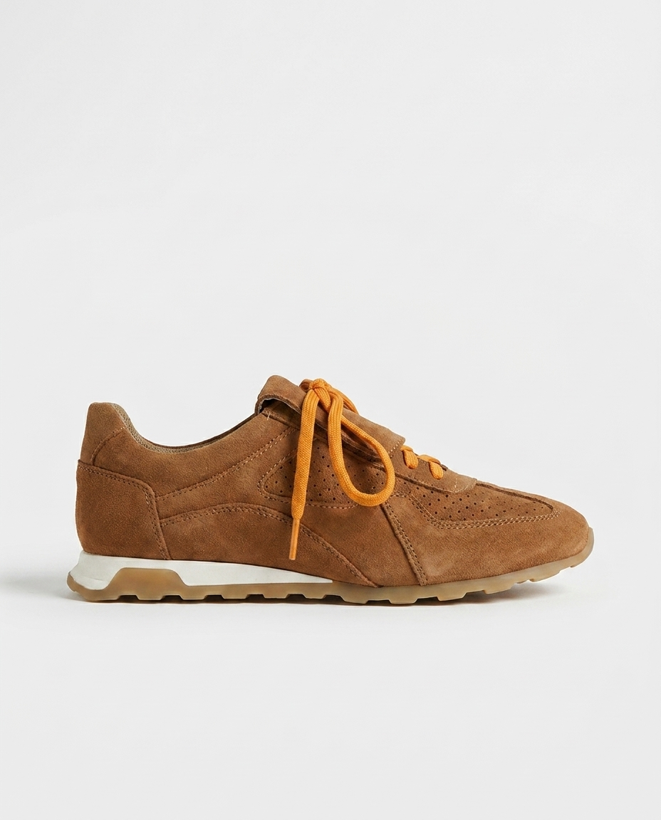 100% SUEDE TRAINERS WITH FOLD-OVER TONGUE