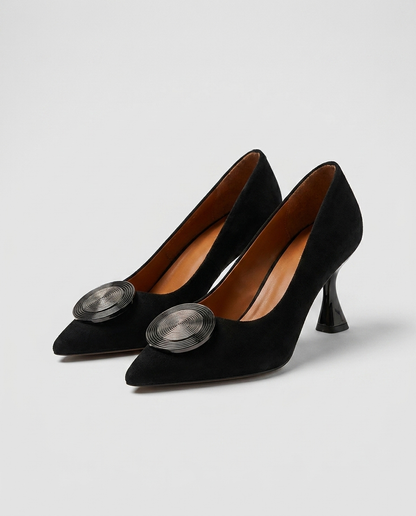 100% SEUDE KITTEN HEELS