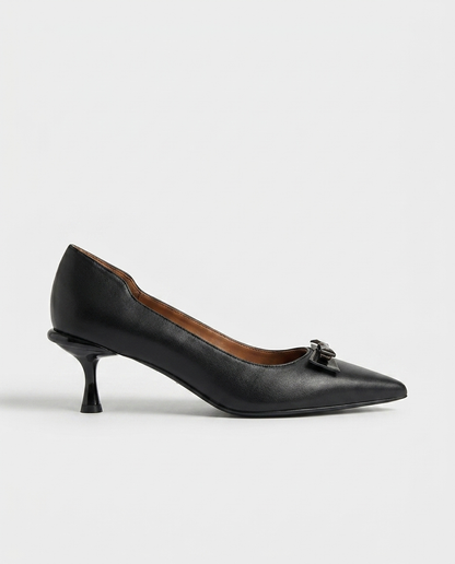 100% LEATHER KITTEN HEELS