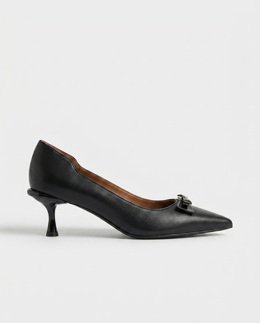 100% LEATHER KITTEN HEELS