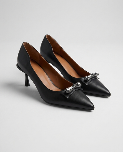 100% LEATHER KITTEN HEELS