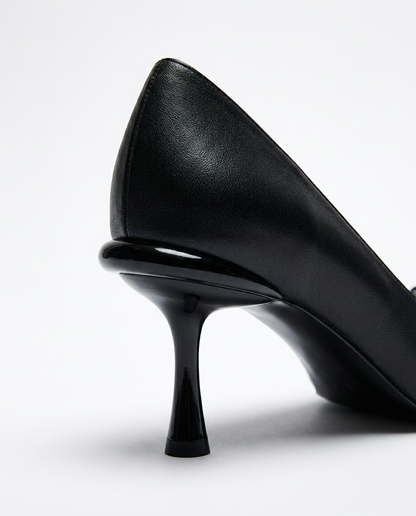 100% LEATHER KITTEN HEELS