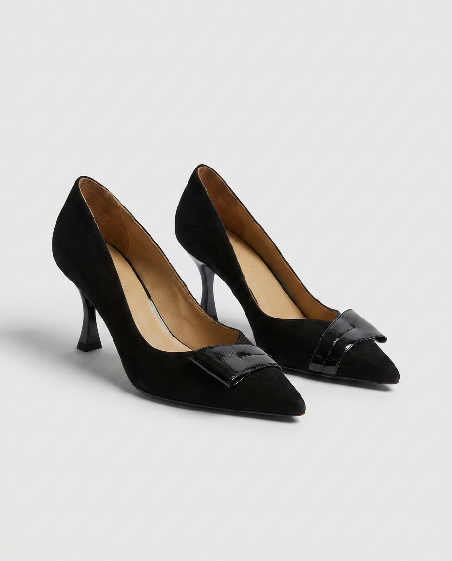100% SEUDE KITTEN HEELS