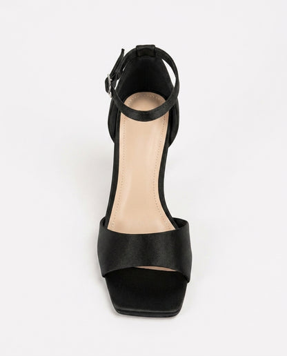 SATIN HEELED SANDALS-BLACK
