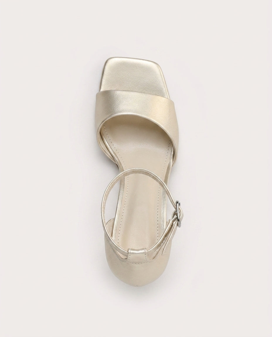 SATIN HEELED SANDALS – PEARL
