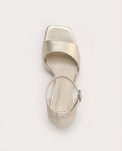 SATIN HEELED SANDALS – PEARL