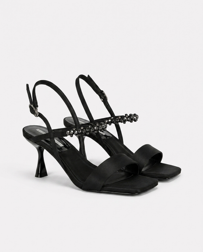 JEWEL HEELED SANDALS – BLACK