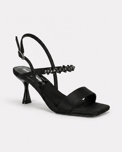 JEWEL HEELED SANDALS – BLACK