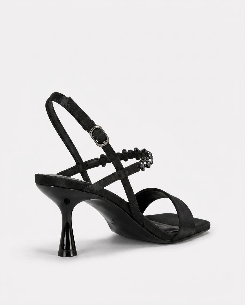 JEWEL HEELED SANDALS – BLACK