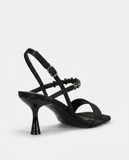 JEWEL HEELED SANDALS – BLACK