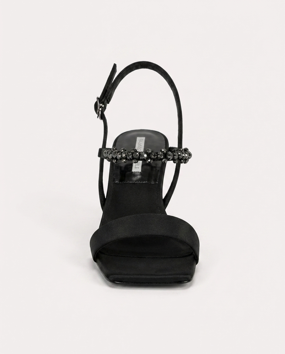 JEWEL HEELED SANDALS – BLACK