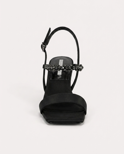 JEWEL HEELED SANDALS – BLACK
