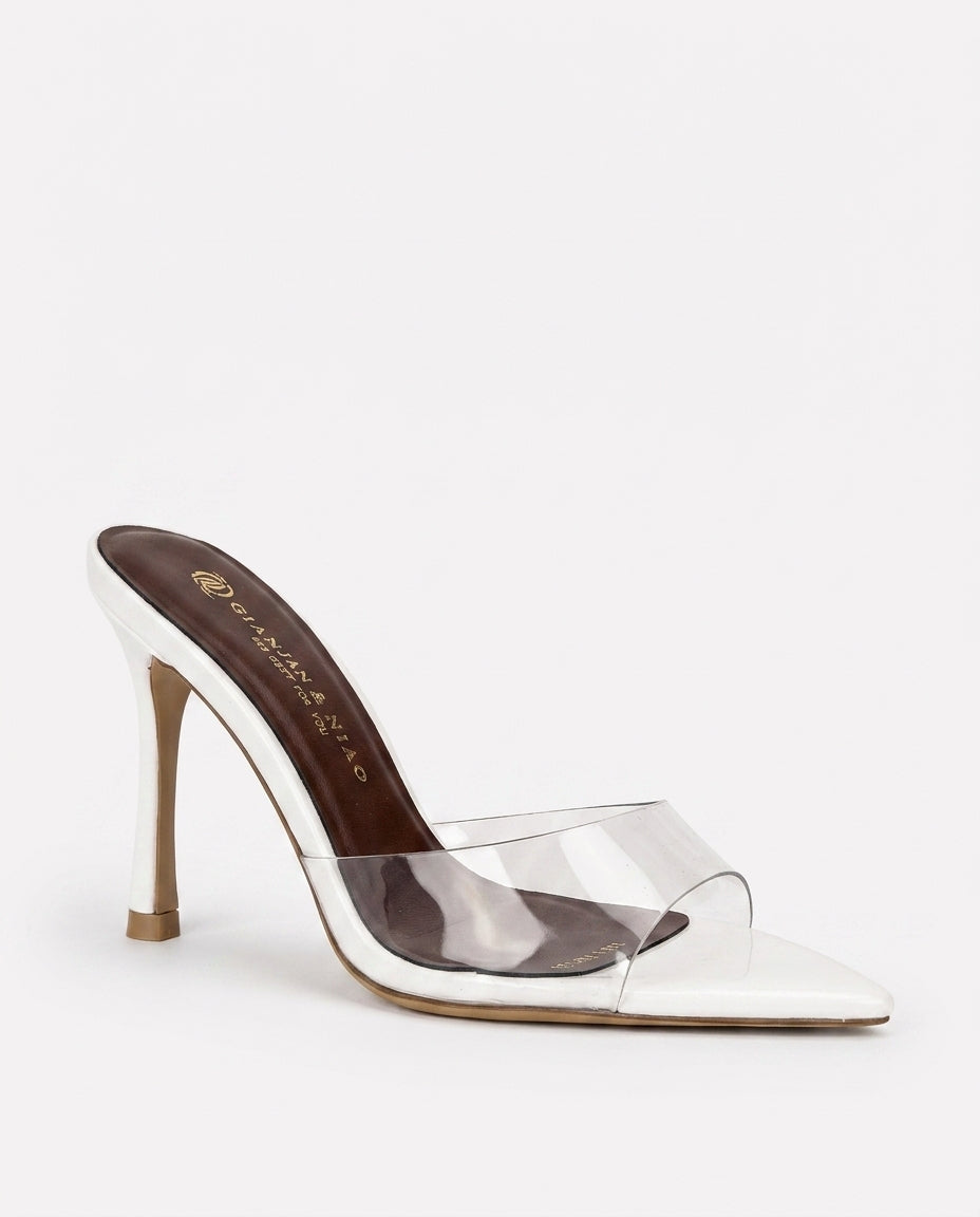 CLEAR STRAP HEELS – WHITE