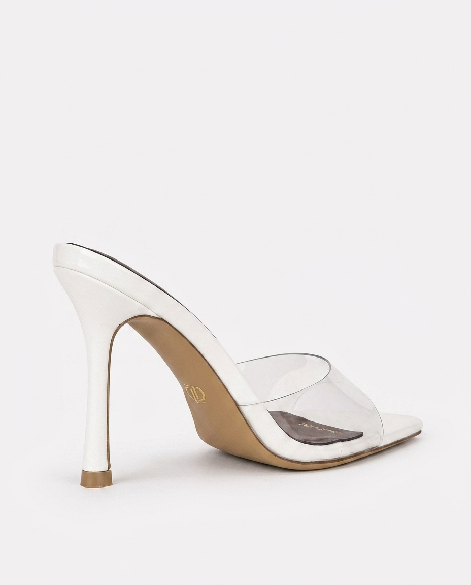 CLEAR STRAP HEELS – WHITE