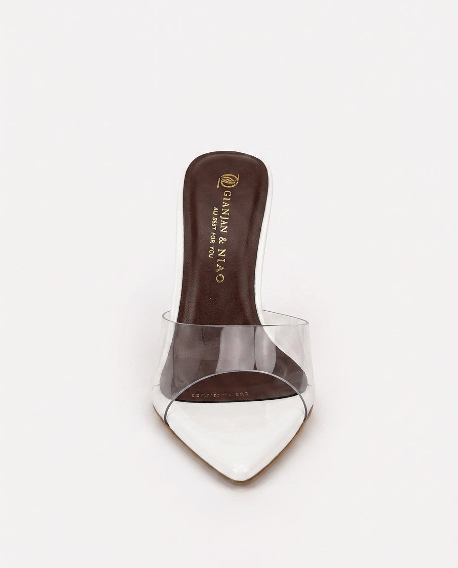 CLEAR STRAP HEELS – WHITE
