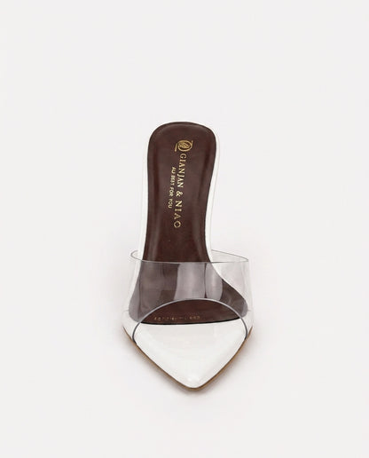 CLEAR STRAP HEELS – WHITE