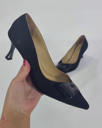100% SEUDE KITTEN HEELS