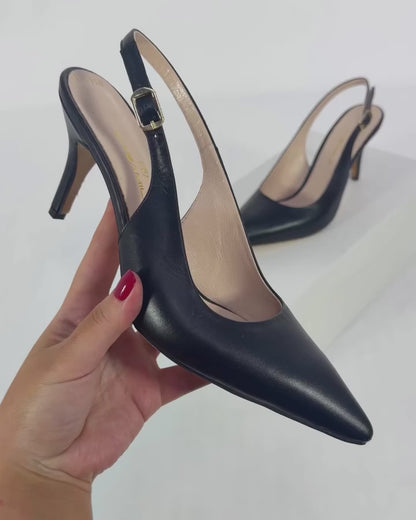 100% LEATHER KITTEN HEELS